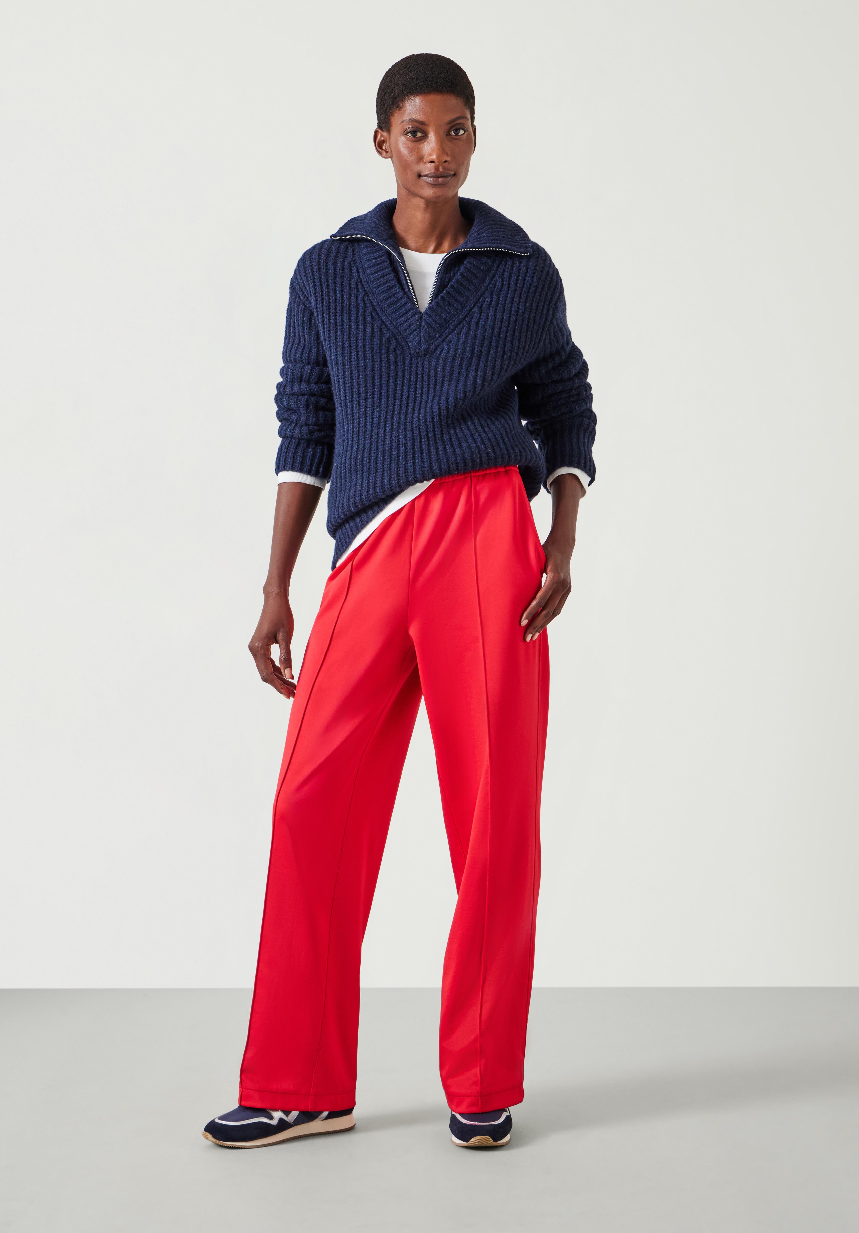 Red jean joggers outlet