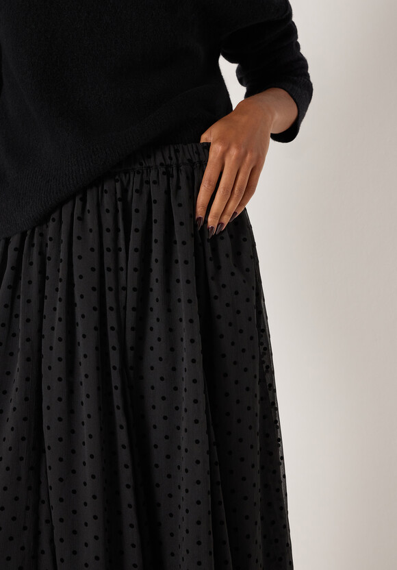 Asymmetrical Flocked Spot Skirt