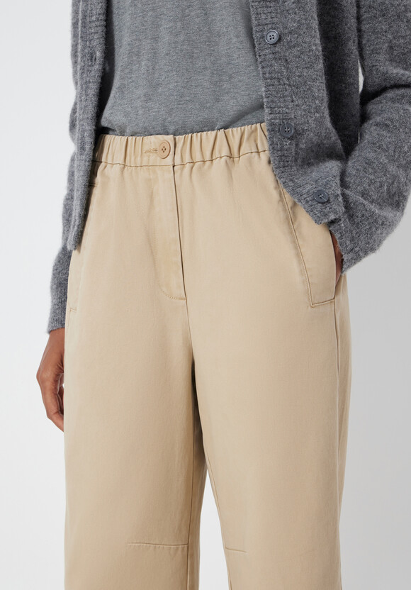 Jack Barrel Leg Pull On Cotton Trousers