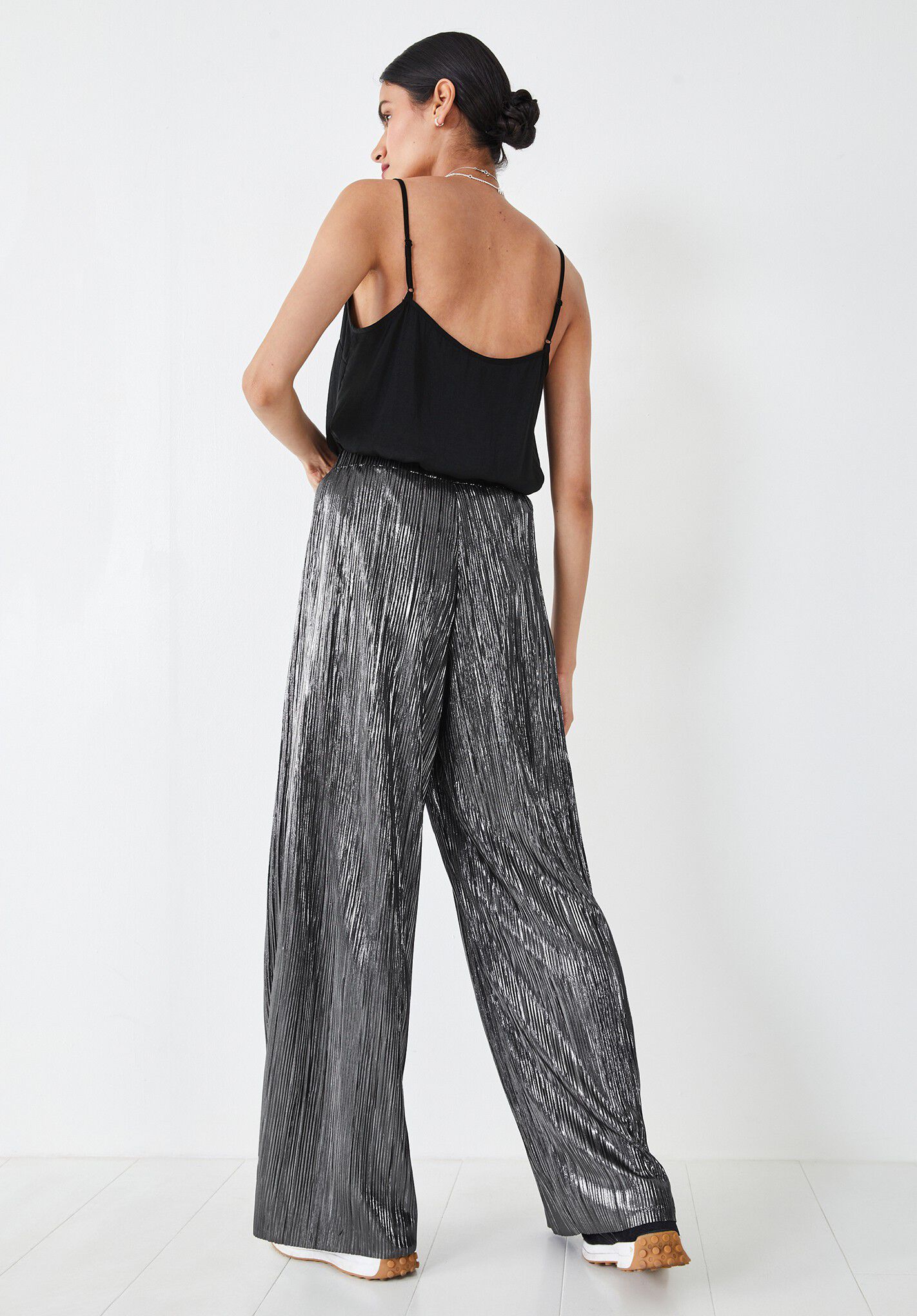 River Pleated Trousers Silver Black hush