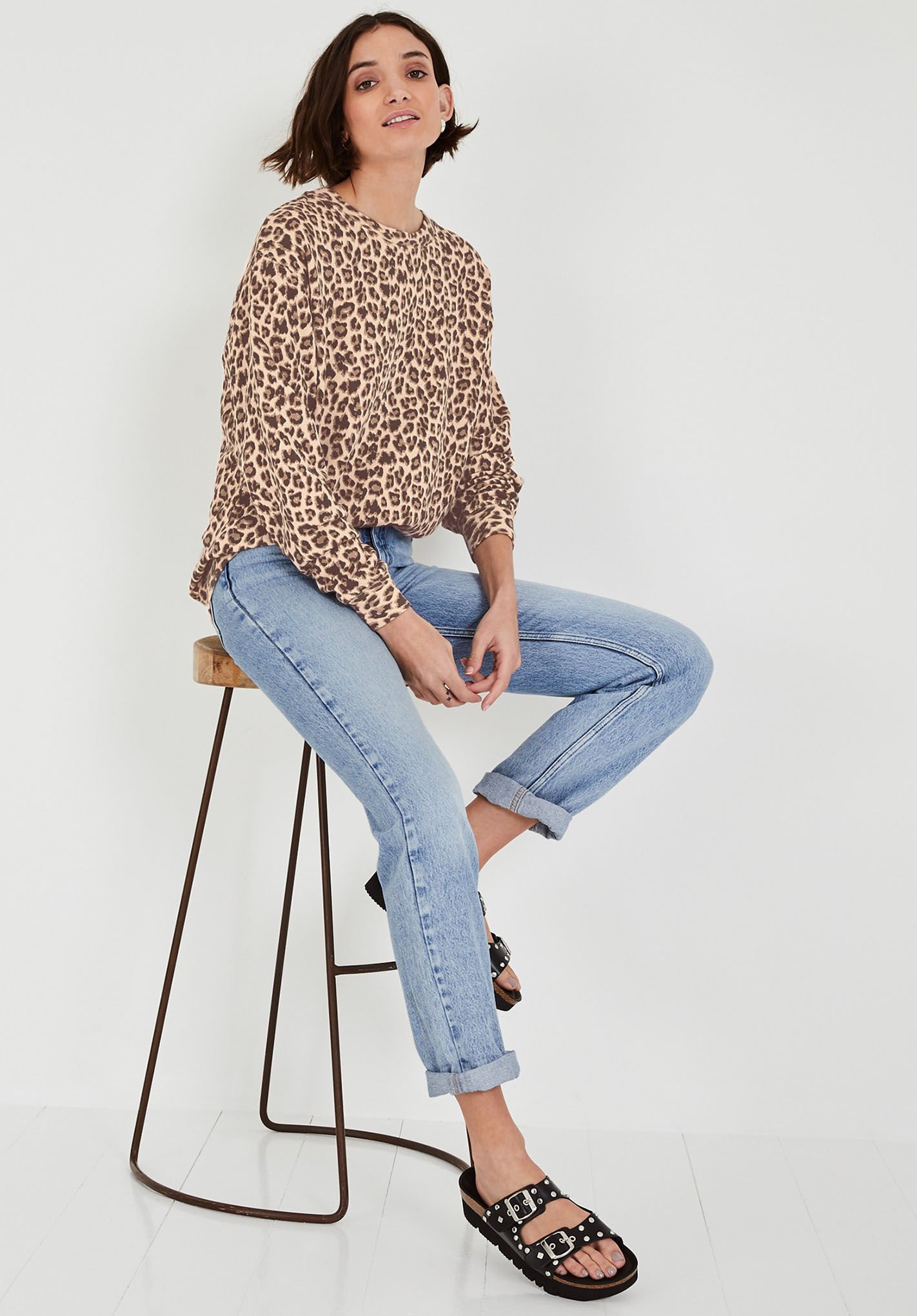 Hush leopard oversized sweatshirt clearance
