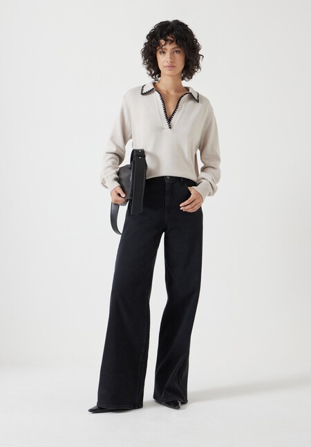 Whipstitch Collar Cotton Jumper
