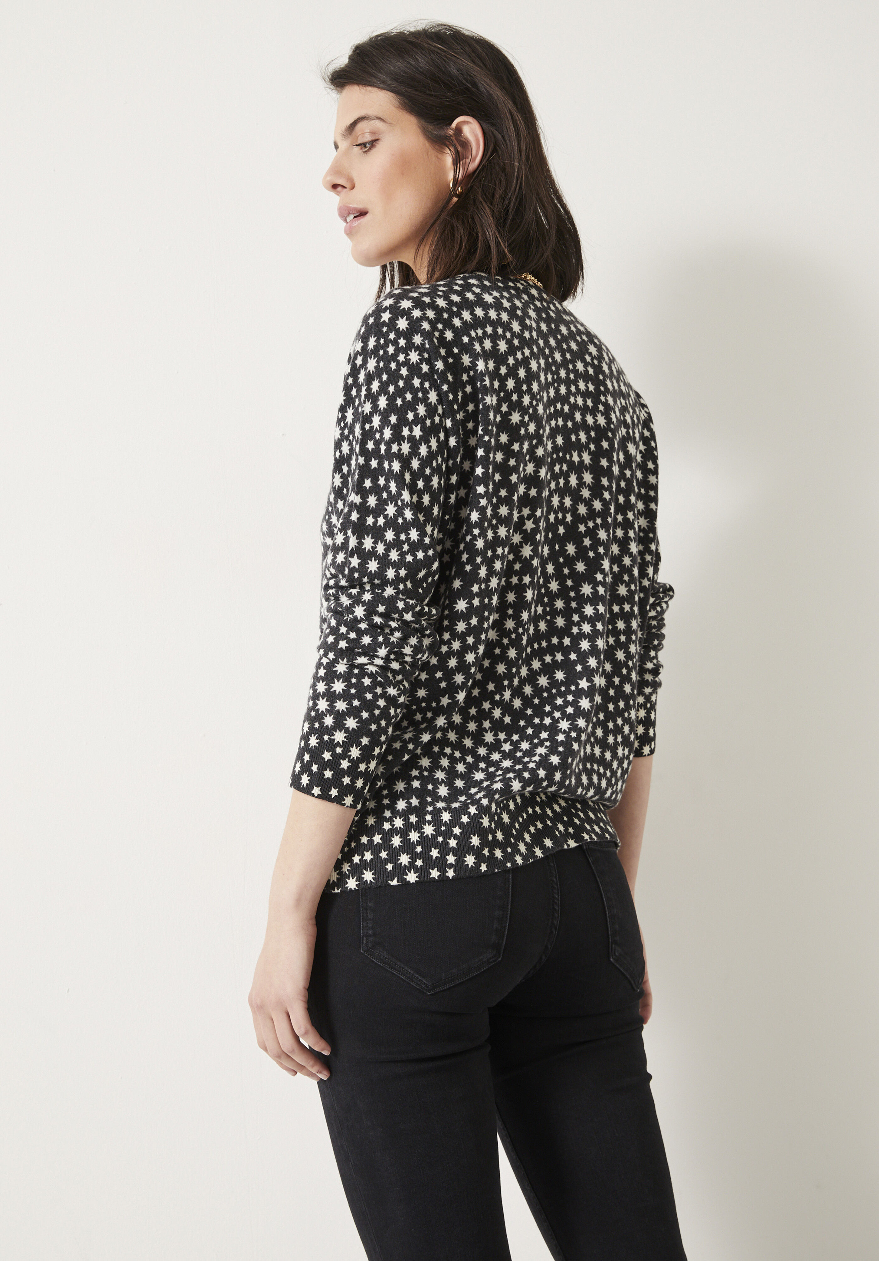 Malin Printed Wool Blend Jumper Multi Star Black Ecru hush