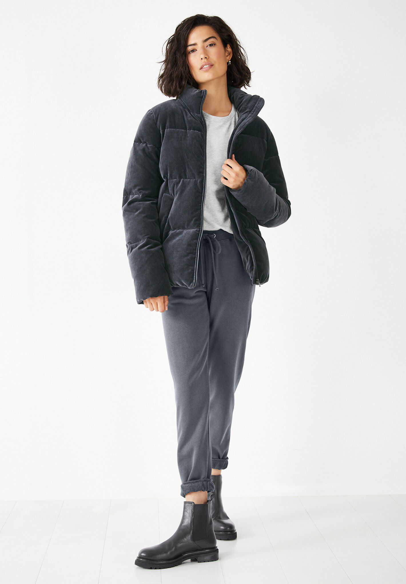 Hush velvet puffer jacket shop
