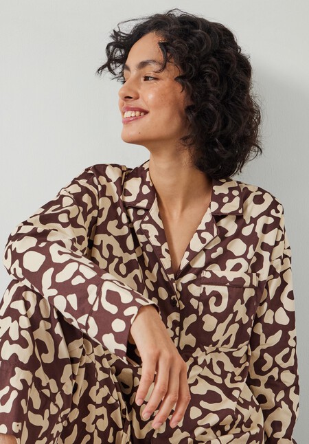 Angelina Cotton Satin Animal Print Pyjamas