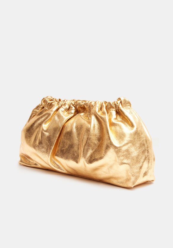 Reva Ruched Leather Clutch Bag