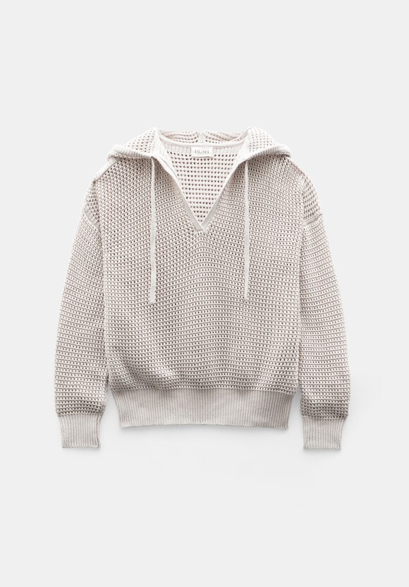 Open Stitch V Neck Hoodie