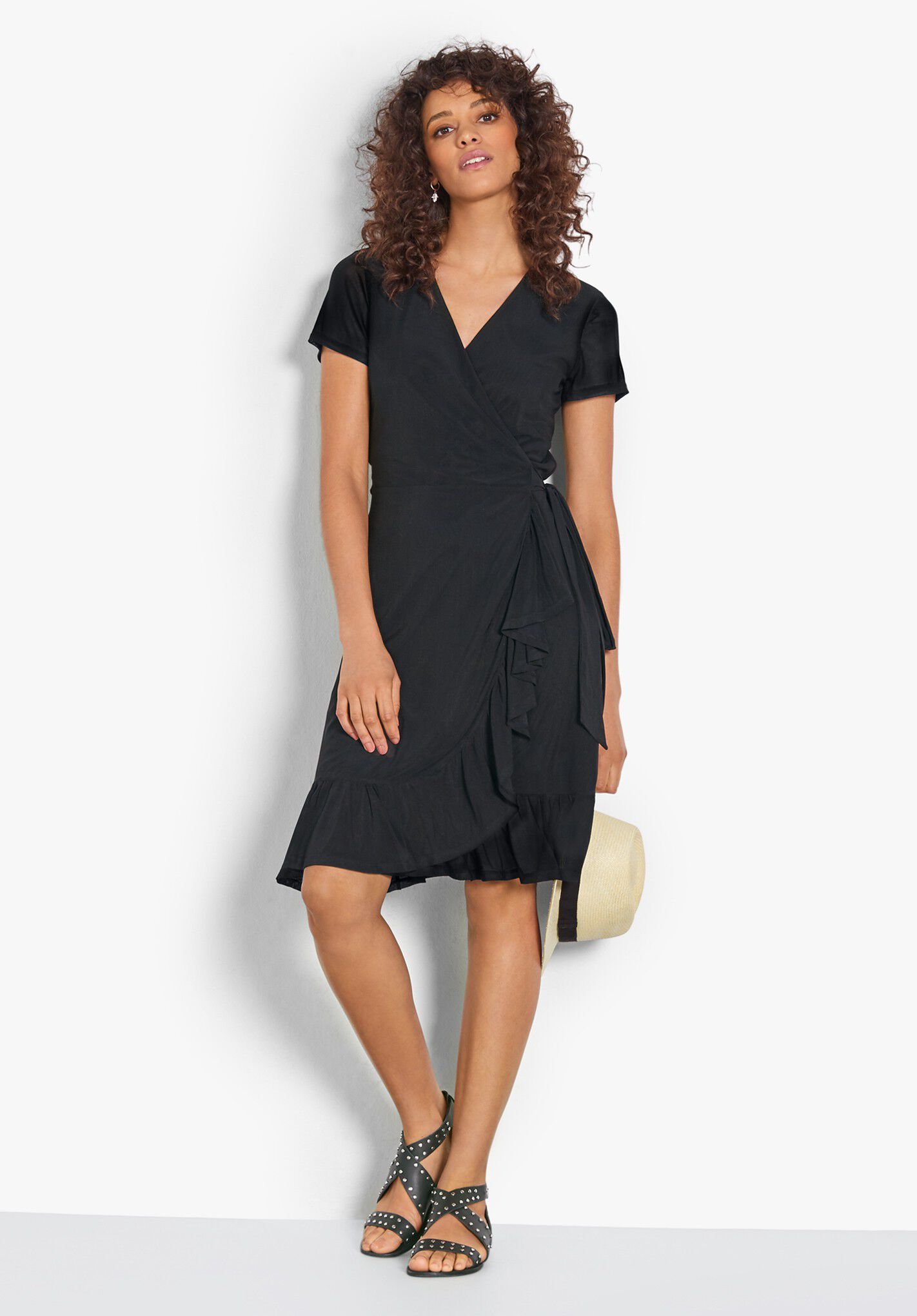 black jersey wrap dress