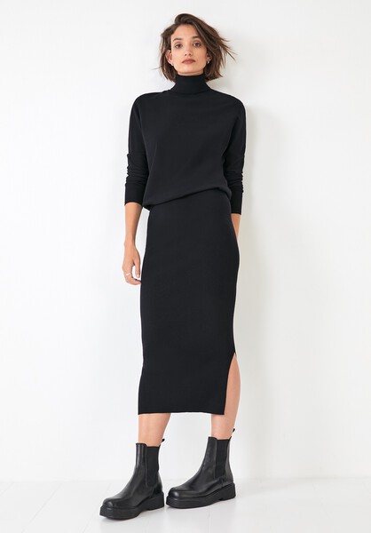 Roll Neck Midi Knit Dress