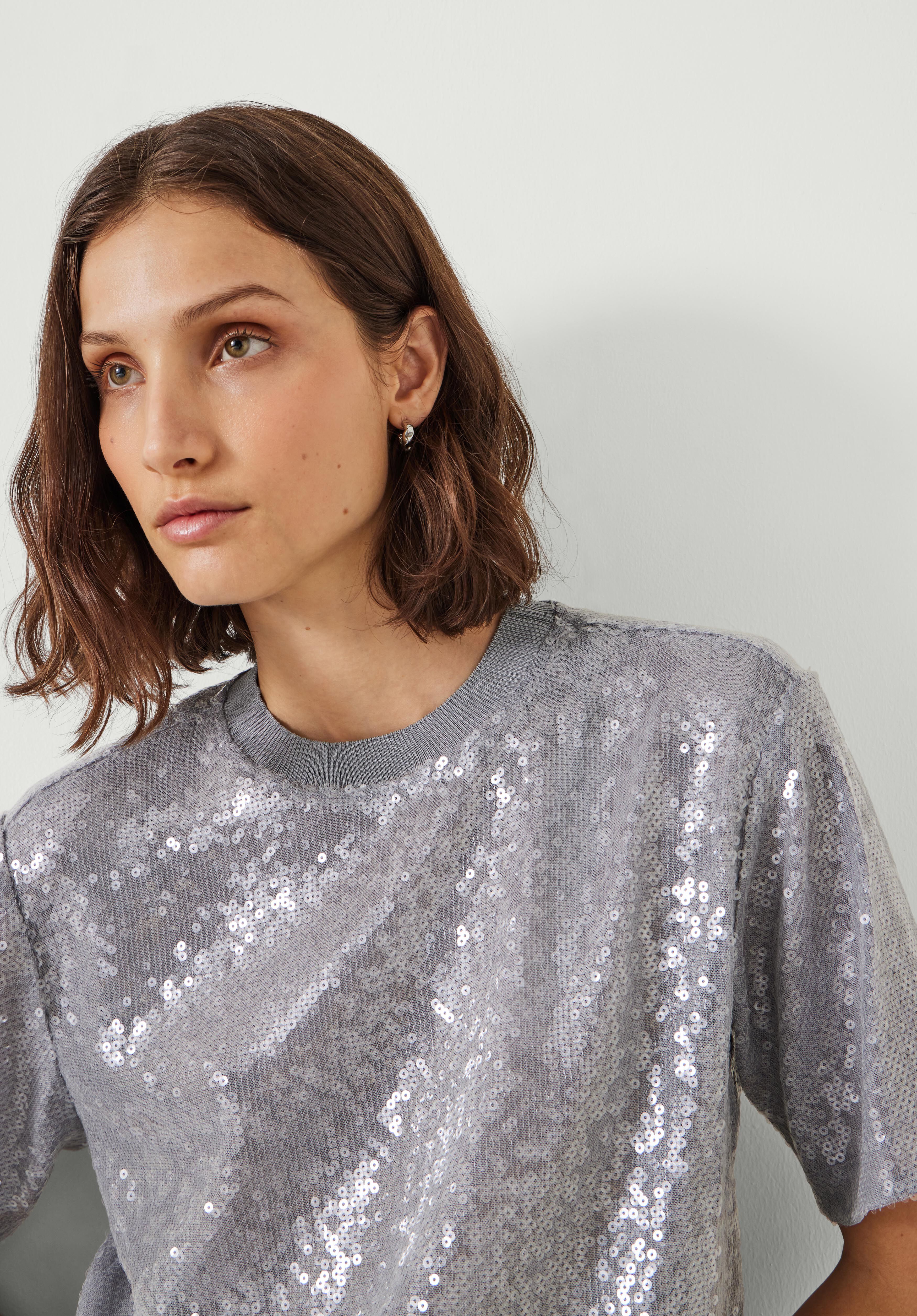 Holly Sequin T Shirt Grey hush