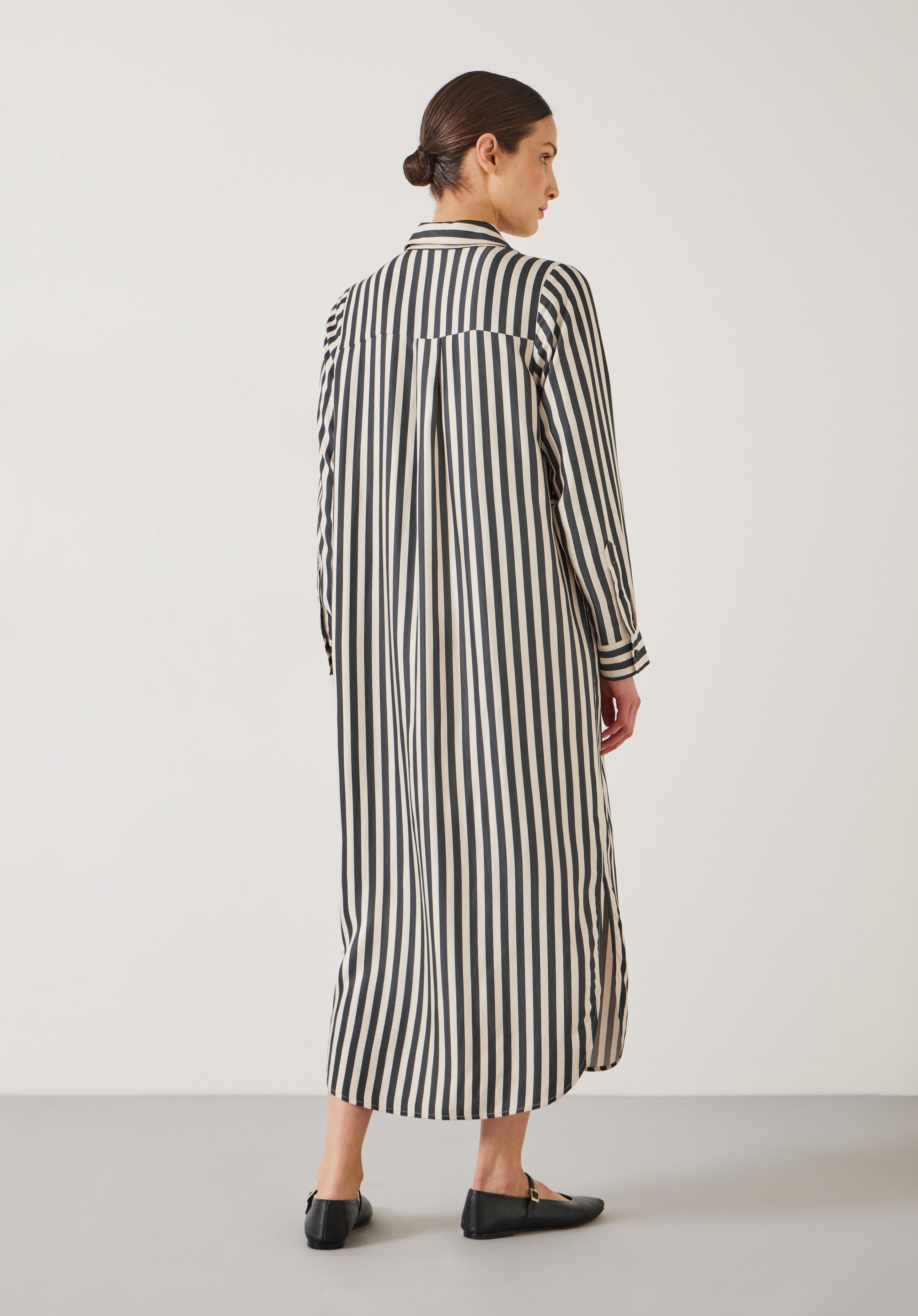 Striped midi shirt dress hot sale