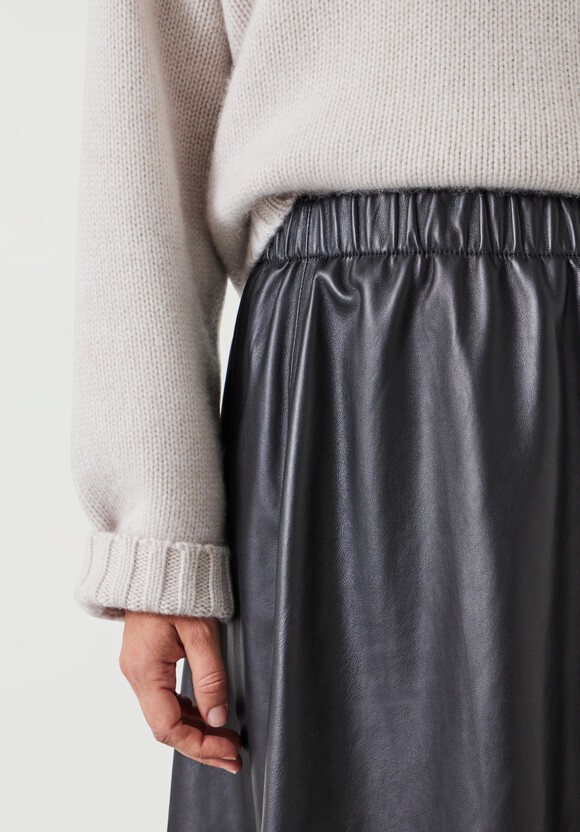 Agatha Leather Midi Skirt