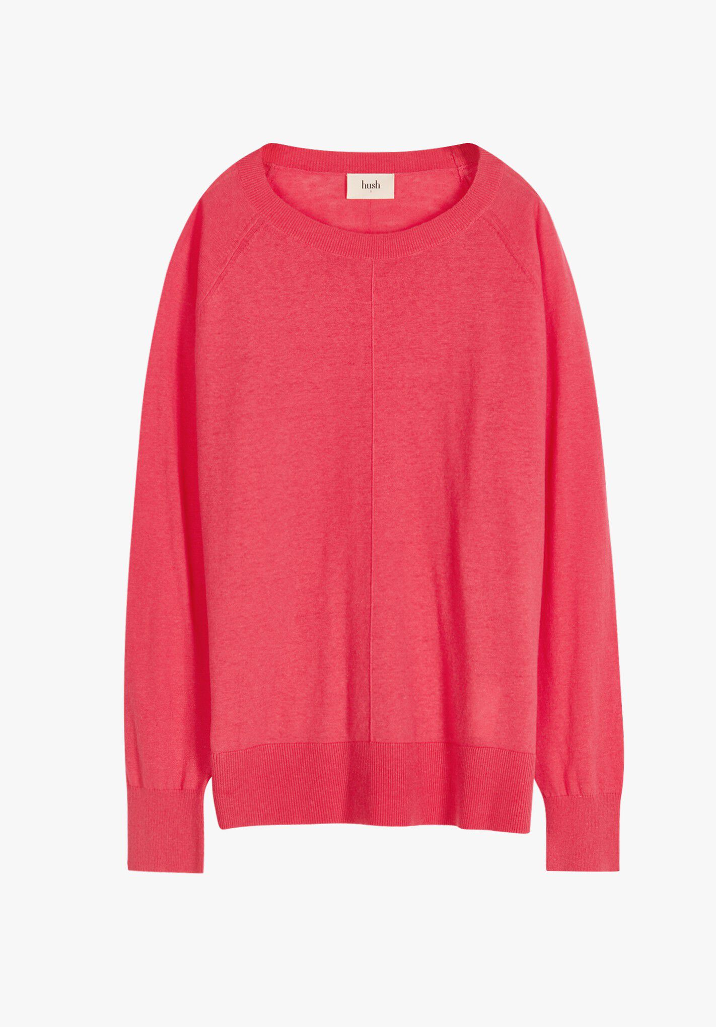 Cara Relaxed Fit Linen Lightweight Jumper Pink Rouge hush
