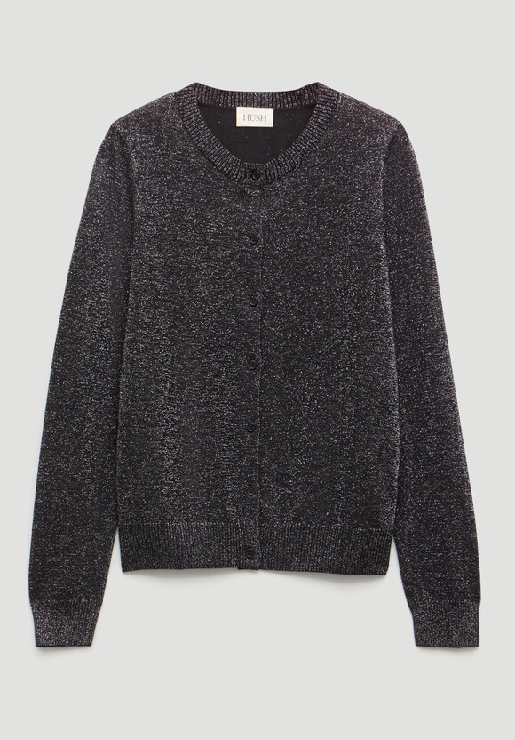 Crew Neck Slim Fit Metallic Cardigan