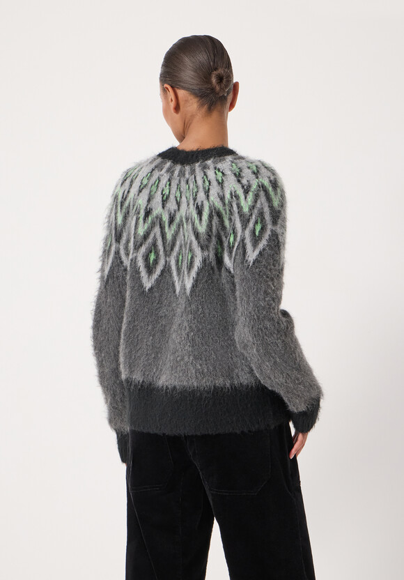 Brushed Fairisle Cardigan with Mohair
