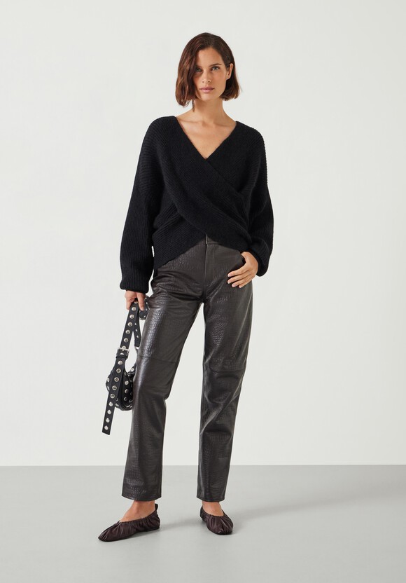 Crocodile Embossed Leather Trousers