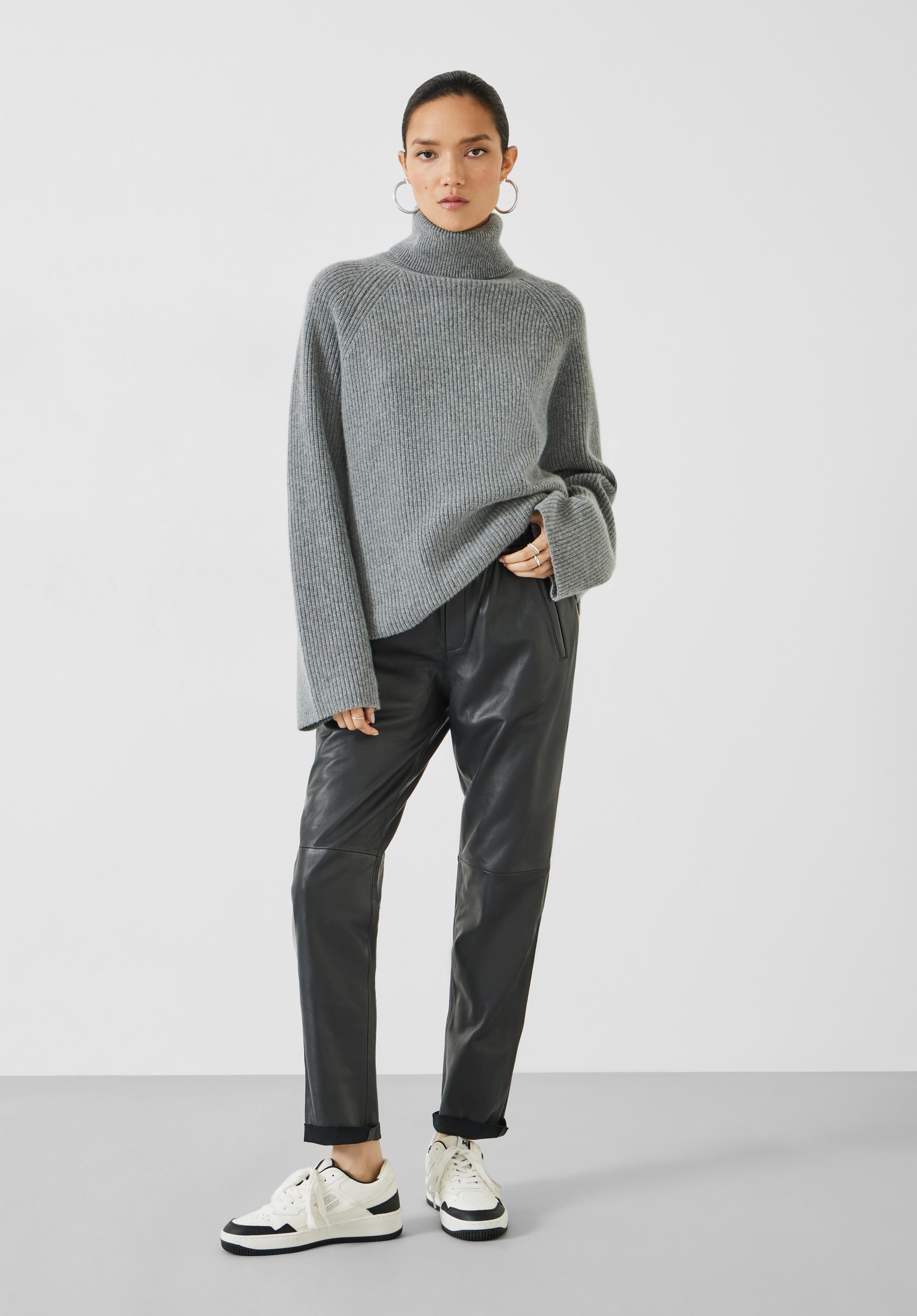 Leather Joggers Black Leather Jogger Trousers Black hush