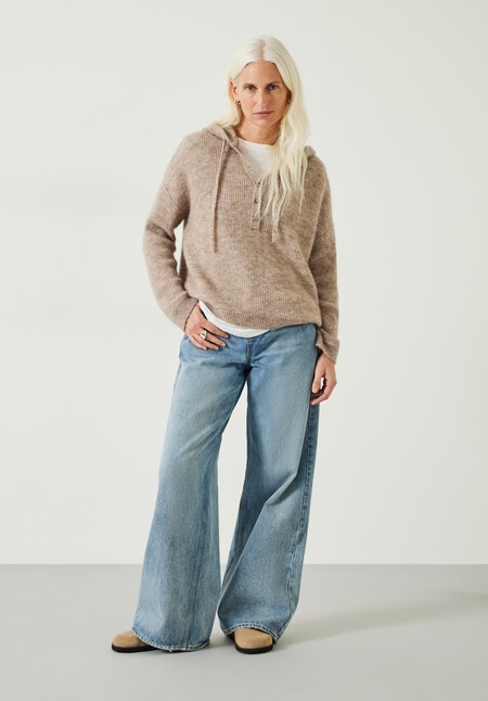Halle Ribbed Wool Blend Hoodie