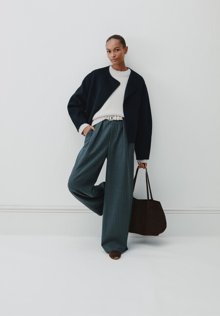 Adena Pinstripe Wide Leg Trousers