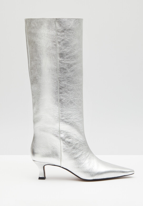 Camila Leather Kitten Heel Knee Boots