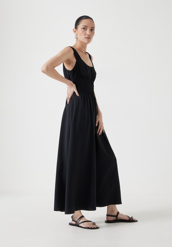 Air Flow Gathered Straps Midi Dress