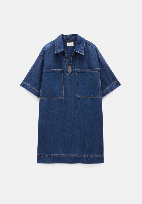 Alma Denim Contrast T-Shirt Dress