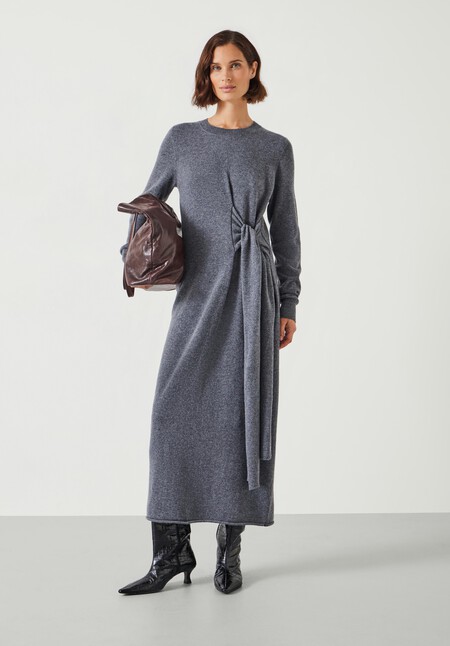 Tilly Tie Waist Merino Wool Midi Dress