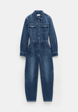 Barrel Leg Denim Jumpsuit