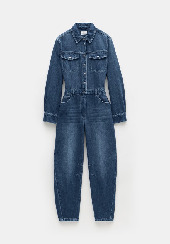 Barrel Leg Denim Jumpsuit