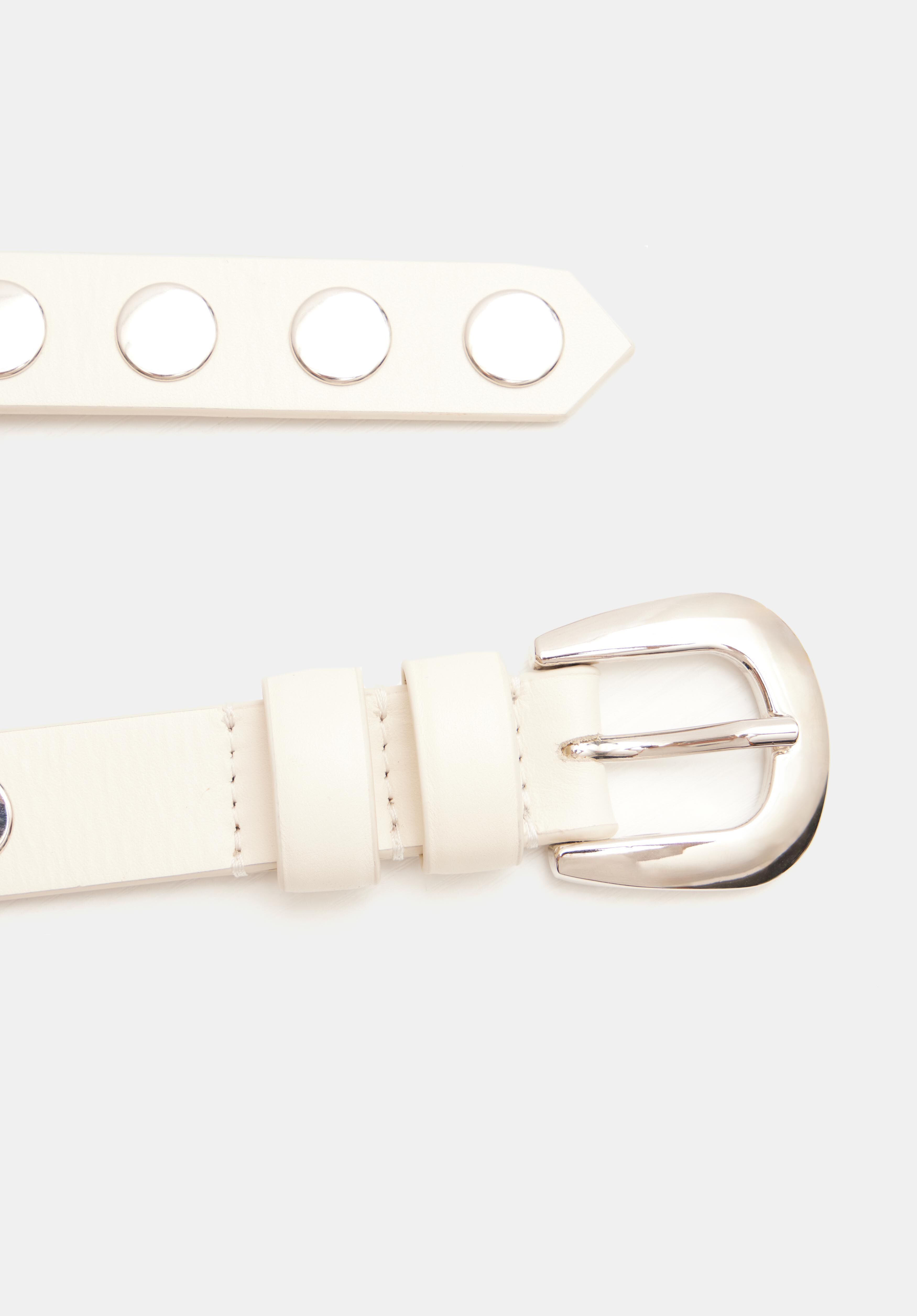 Seren Studded Leather Belt | White | hush