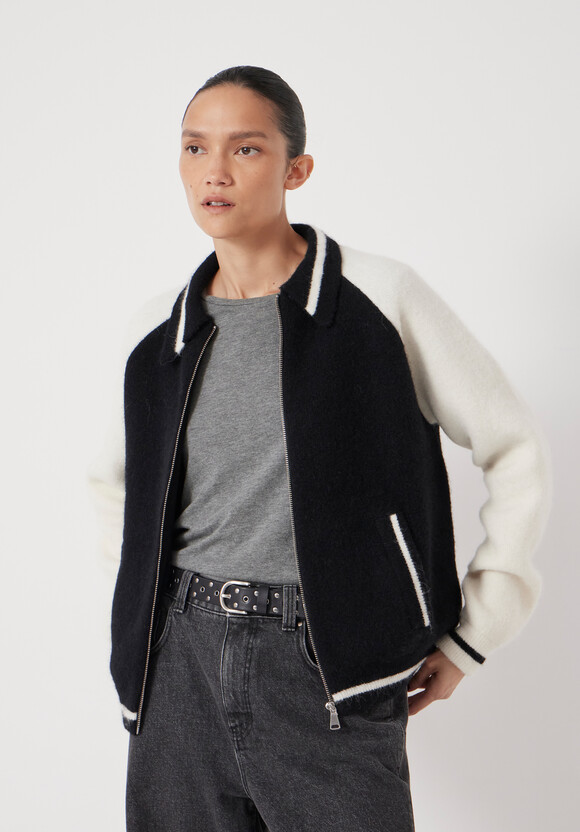 Varsity Logo Wool Blend Bomber Jacket 