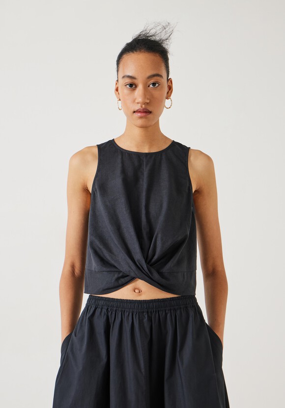  Maggie Twist Front Linen Top