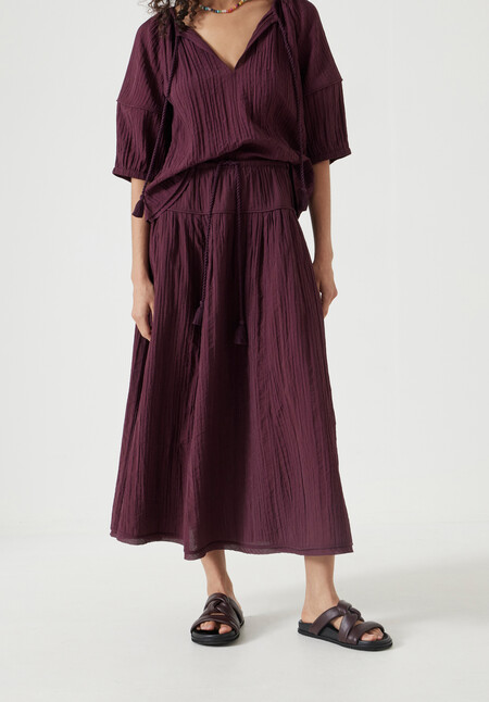 Gathered Detail Midi Skirt