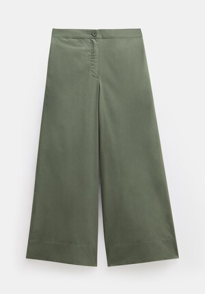Lightweight Cotton Wide Leg Cropped Trousers