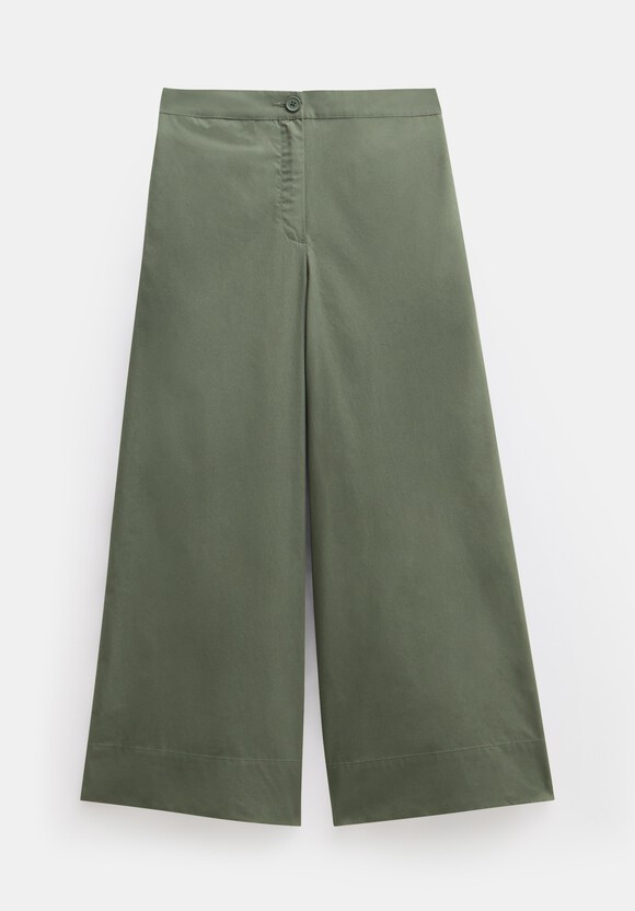 Lightweight Cotton Wide Leg Cropped Trousers