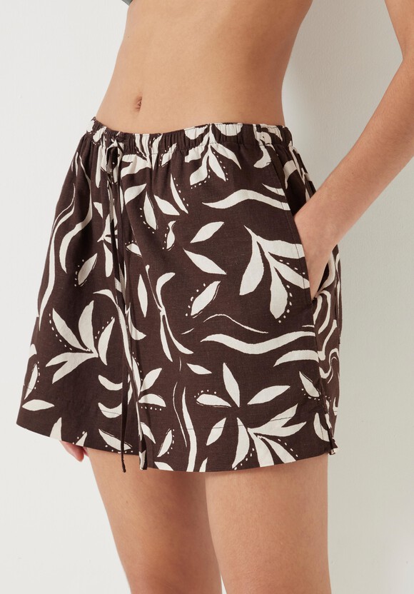 Printed Linen Blend Shorts