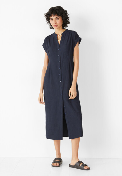 Textured Posy Midi Dress