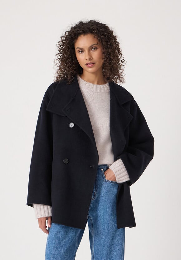 Pure Wool Belted Peacoat