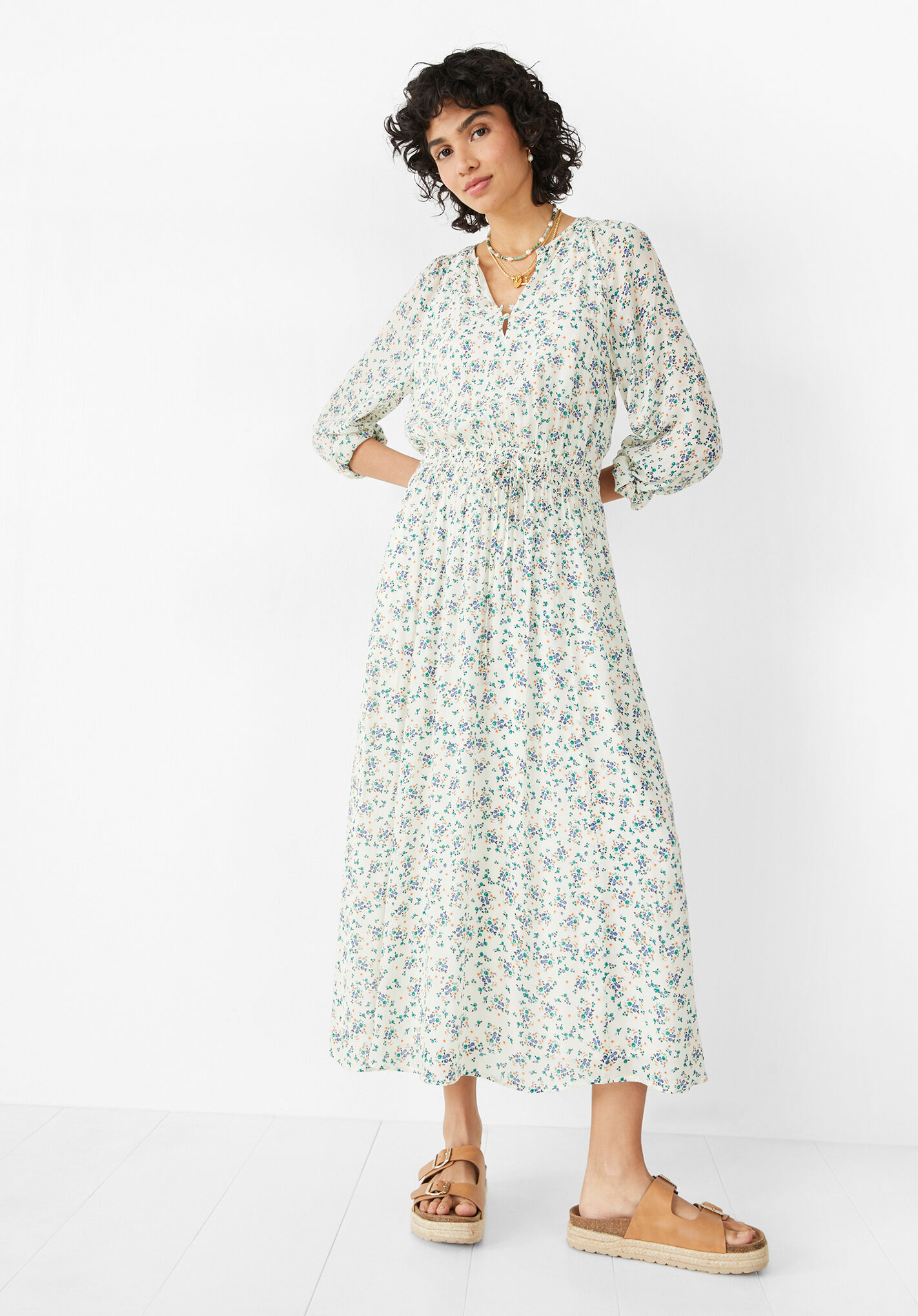 Meadow floral pleated wrap dress store