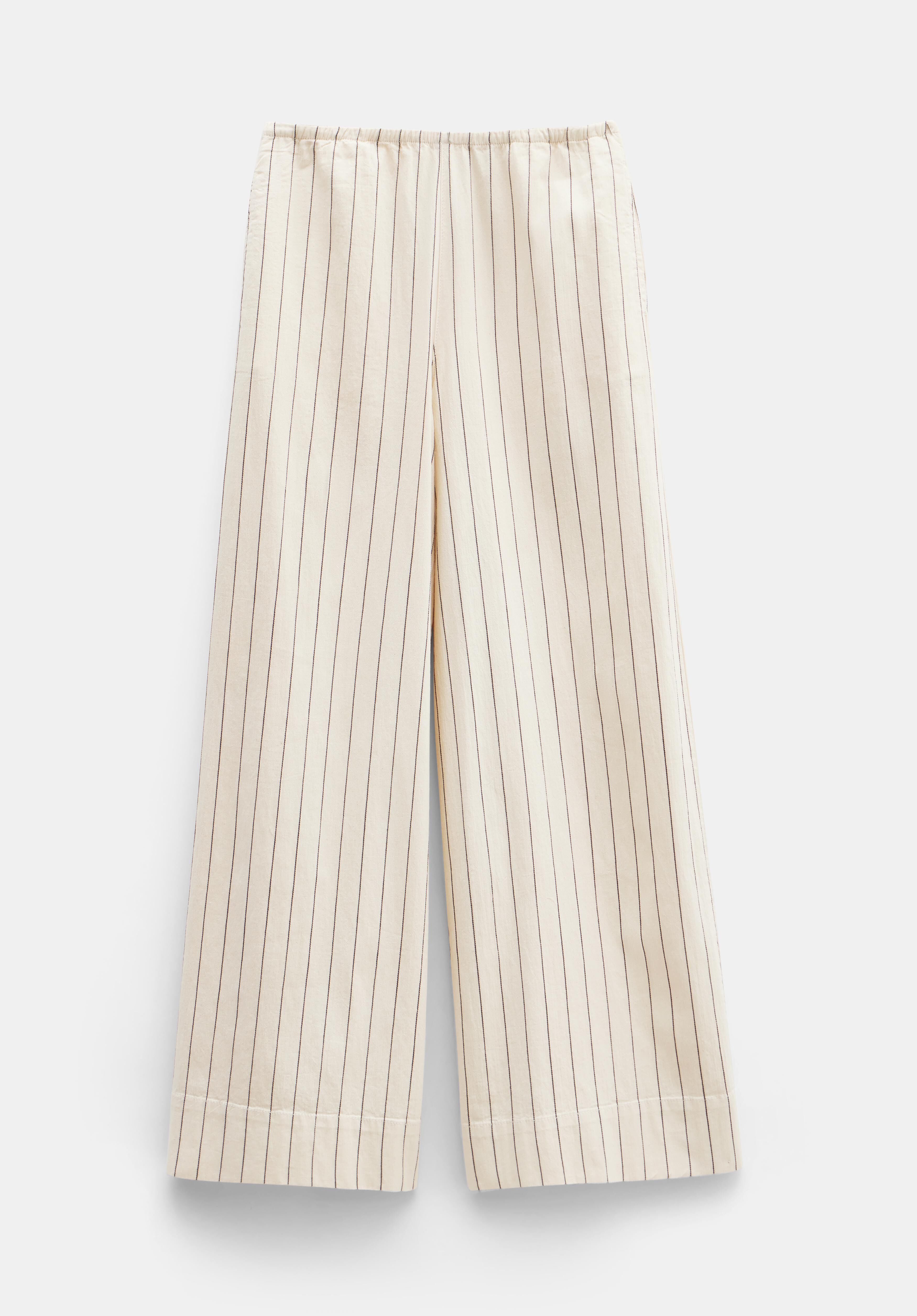 Elissia Striped Cotton Wide Leg Trousers | White/Black | hush