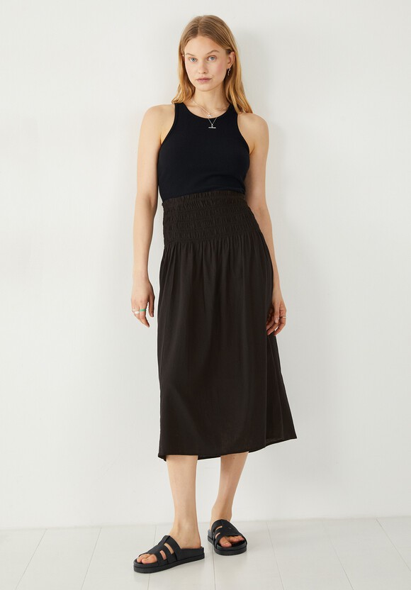 Shirred Midi Skirt