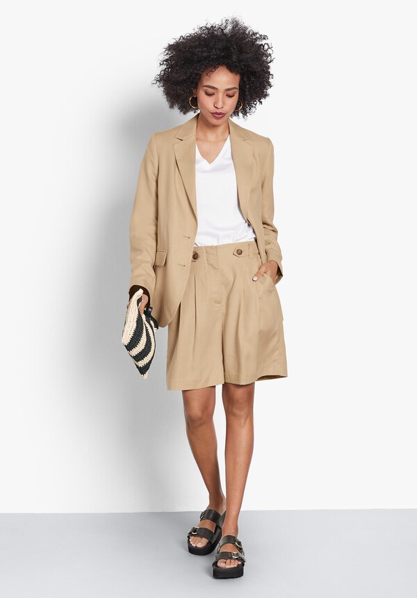 Linen Blend City Shorts
