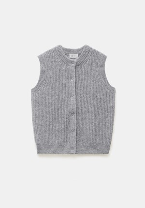 Button Through Knitted Sleeveless Cardigan