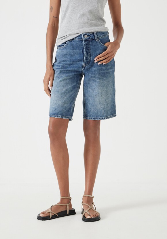 Long Boyfriend Denim Shorts