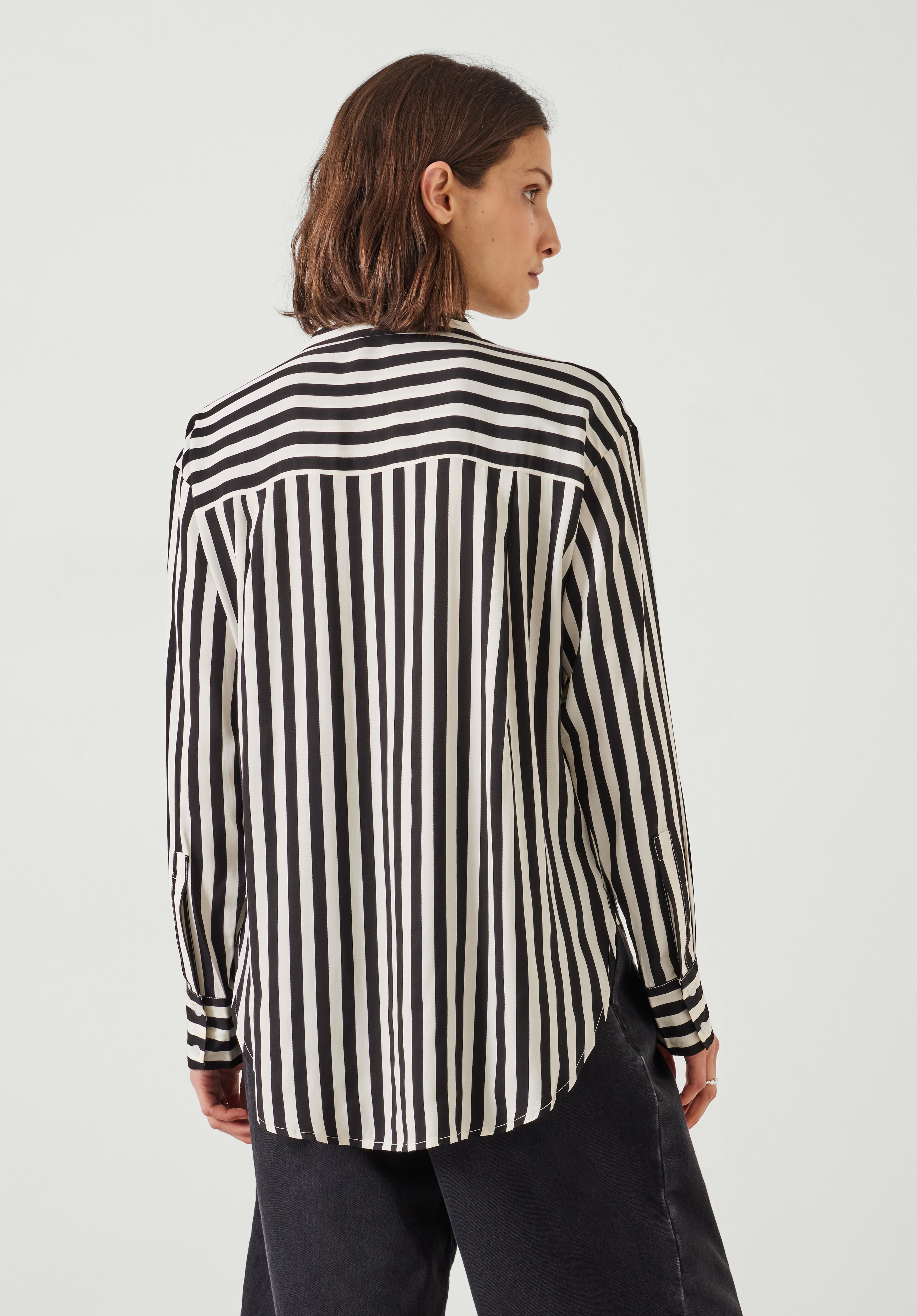 Emely Stripe Fluid Shirt Black And White Stripe hush