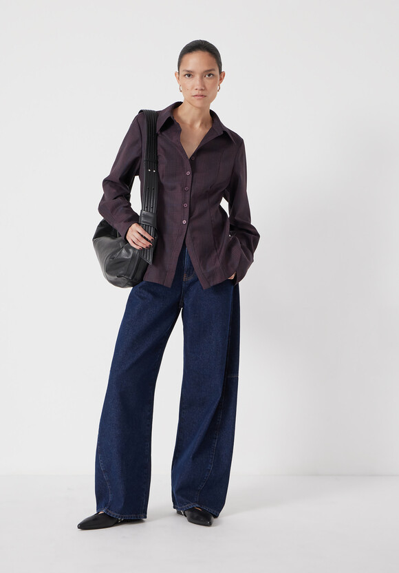 Waisted Checked Wool Shirt