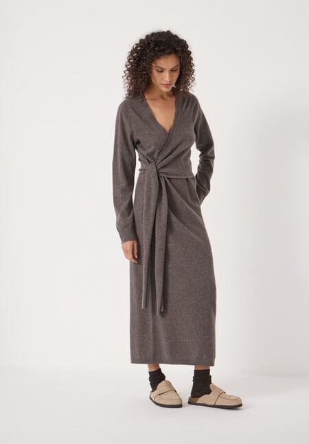 Merino V-Neck Tie Detail Dress