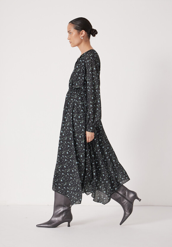Odelia Printed Long Sleeve Chiffon Dress
