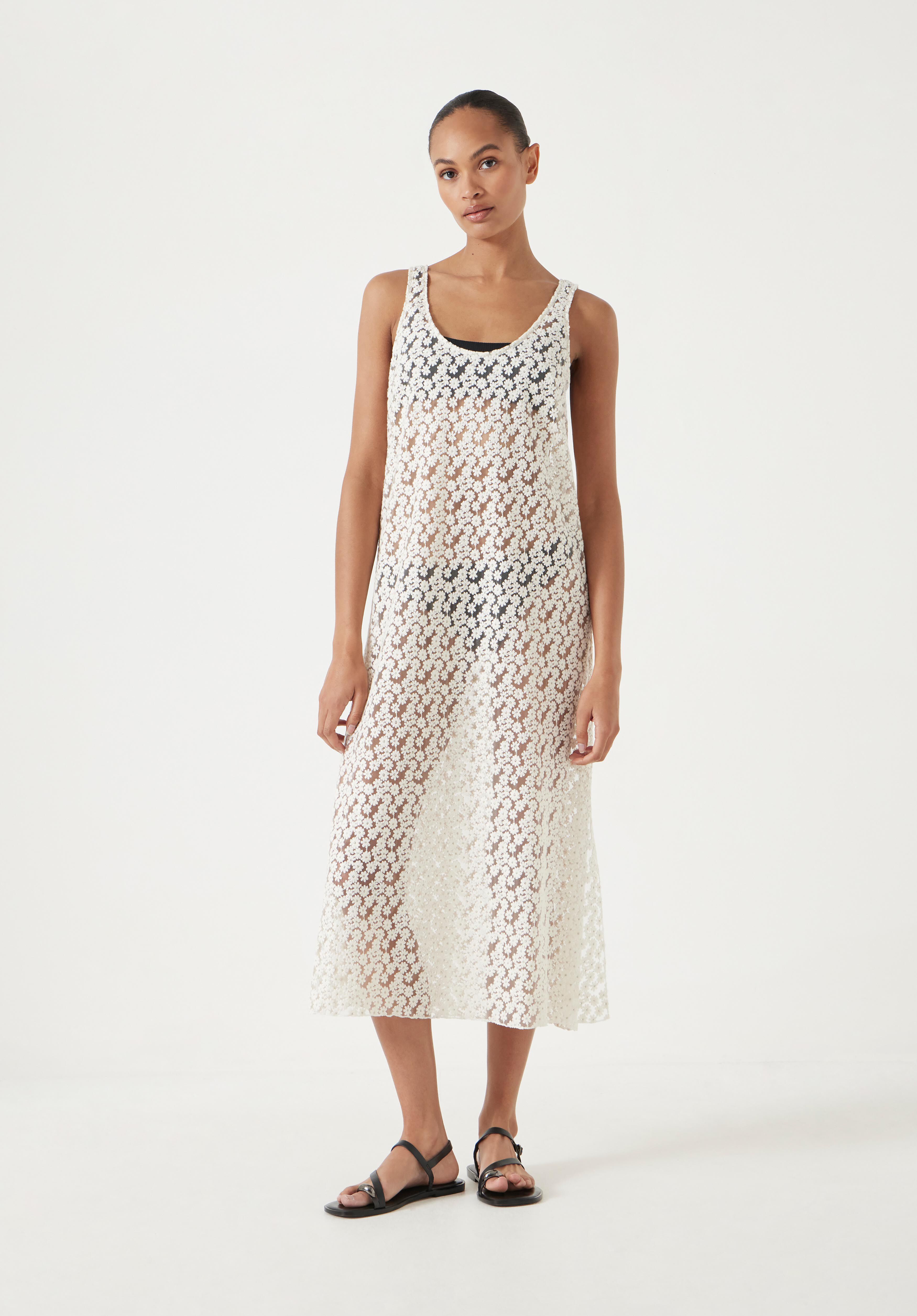 [MONOHA] / ☆ 25SS Floral texture sleeveless dress / white Floral texture sleeveless dress (white) : MONOHA