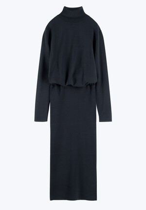 Roll Neck Midi Knit Dress